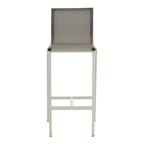 Σκαμπό μπαρ Melina pakoworld στοιβαζόμενη αλουμίνιο σε λευκή- textline σε γκρι απόχρωση 57x52,5x106,5εκ