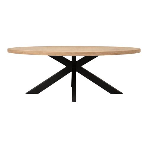 Τραπεζι Jenma pakoworld μασίφ mango ξύλο σε φυσική απόχρωση-πόδι μαύρο μέταλλο 200x100x76εκ