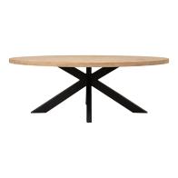 Τραπεζι Jenma pakoworld μασίφ mango ξύλο σε φυσική απόχρωση-πόδι μαύρο μέταλλο 200x100x76εκ