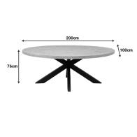 Τραπεζι Jenma pakoworld μασίφ mango ξύλο σε φυσική απόχρωση-πόδι μαύρο μέταλλο 200x100x76εκ