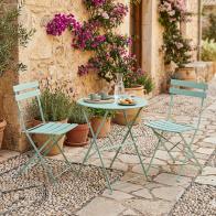 Τραπεζαρία Bistro pakoworld σετ 3τεμ μεταλλική αναδιπλούμενη σε μέντα απόχρωση Φ60x71εκ