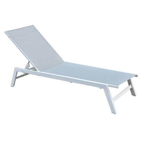 CORTE Ξαπλώστρα K/D, Μέταλλο Βαφή Άσπρο, Textilene Ανοιχτό Γκρι