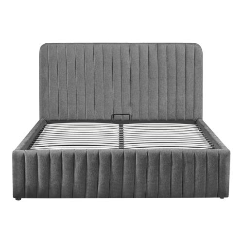 Κρεβάτι διπλό Zilin pakoworld ύφασμα ανθρακί με αποθηκευτικό χώρο 160x200εκ