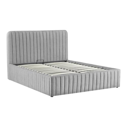 Κρεβάτι διπλό Zilin pakoworld ύφασμα γκρι-μπεζ με αποθηκευτικό χώρο 160x200εκ