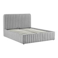 Κρεβάτι διπλό Zilin pakoworld ύφασμα γκρι-μπεζ με αποθηκευτικό χώρο 160x200εκ
