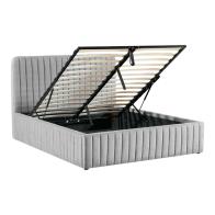 Κρεβάτι διπλό Zilin pakoworld ύφασμα γκρι-μπεζ με αποθηκευτικό χώρο 160x200εκ