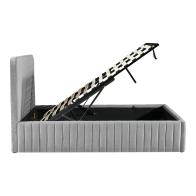 Κρεβάτι διπλό Zilin pakoworld ύφασμα γκρι-μπεζ με αποθηκευτικό χώρο 160x200εκ