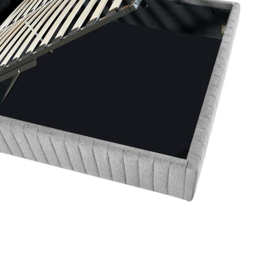 Κρεβάτι διπλό Zilin pakoworld ύφασμα γκρι-μπεζ με αποθηκευτικό χώρο 160x200εκ