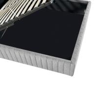 Κρεβάτι διπλό Zilin pakoworld ύφασμα γκρι-μπεζ με αποθηκευτικό χώρο 160x200εκ