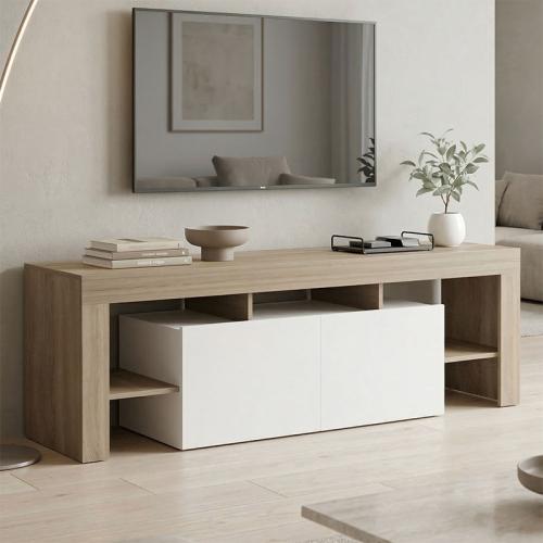 Έπιπλο τηλεόρασης Liner pakoworld sonoma-λευκό 150x40x50εκ