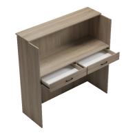 Γραφείο reception Optima pakoworld με led sonoma-λευκή όψη μαρμάρου 110x40x110εκ