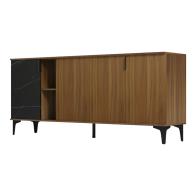 Μπουφές Riba pakoworld καρυδί-μαύρη όψη μαρμάρου 180x40x78εκ