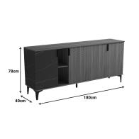 Μπουφές Riba pakoworld καρυδί-μαύρη όψη μαρμάρου 180x40x78εκ
