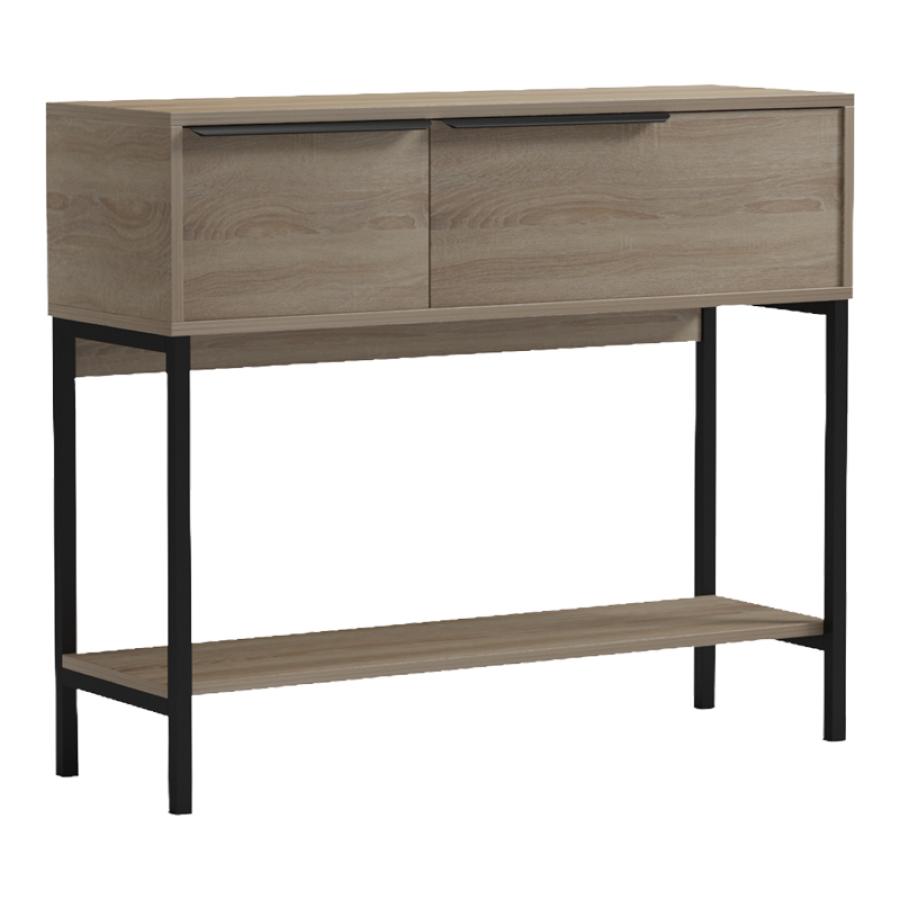 Κονσόλα Nordic pakoworld σε sonoma-μαύρη απόχρωση 90x29,5x76εκ