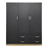 Ντουλάπα τρίφυλλη με 2 συρτάρια Alvia pakoworld sonoma-ανθρακί 150x51x180εκ