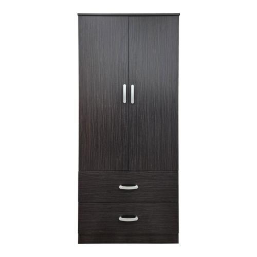 Ντουλάπα δίφυλλη με 2 συρτάρια Alvia pakoworld wenge 80x51.5x180εκ