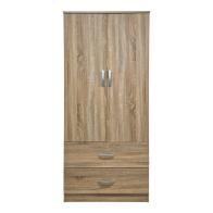 Ντουλάπα δίφυλλη με 2 συρτάρια Alvia pakoworld sonoma 80x51.5x180εκ