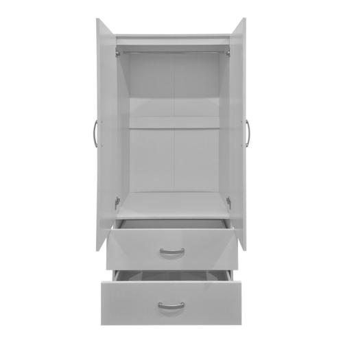 Ντουλάπα δίφυλλη με 2 συρτάρια Alvia pakoworld λευκή 80x51.5x180εκ