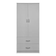 Ντουλάπα δίφυλλη με 2 συρτάρια Alvia pakoworld λευκή 80x51.5x180εκ