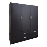 Ντουλάπα τρίφυλλη με 2 συρτάρια Alvia pakoworld wenge150x51x180εκ
