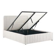 Κρεβάτι διπλό Zilin pakoworld ύφασμα μπεζ με αποθηκευτικό χώρο 160x200εκ