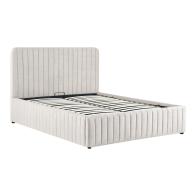 Κρεβάτι διπλό Zilin pakoworld ύφασμα μπεζ με αποθηκευτικό χώρο 160x200εκ