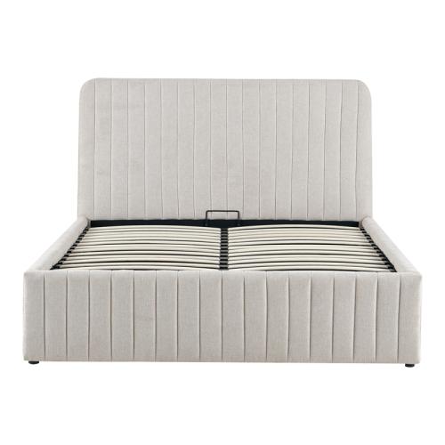 Κρεβάτι διπλό Zilin pakoworld ύφασμα μπεζ με αποθηκευτικό χώρο 160x200εκ