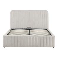 Κρεβάτι διπλό Zilin pakoworld ύφασμα μπεζ με αποθηκευτικό χώρο 160x200εκ