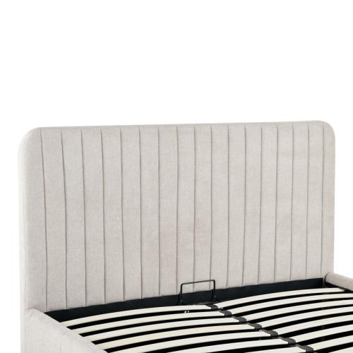 Κρεβάτι διπλό Zilin pakoworld ύφασμα μπεζ με αποθηκευτικό χώρο 160x200εκ