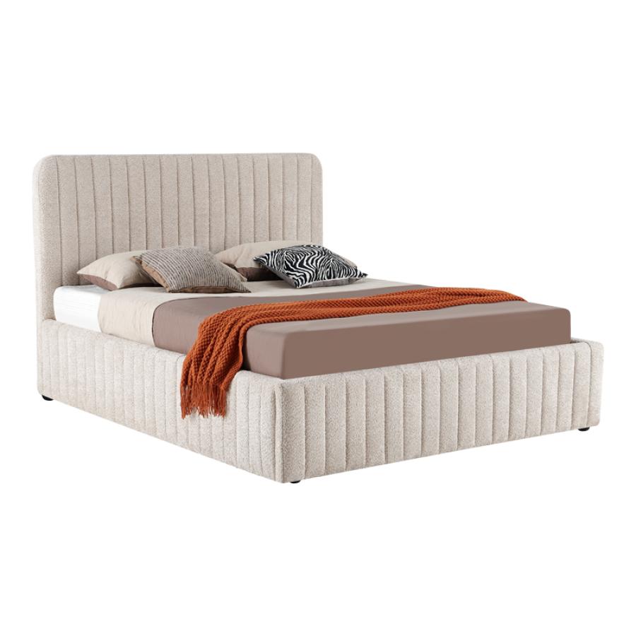 Κρεβάτι διπλό Zilin pakoworld ύφασμα μπουκλε μπεζ με αποθηκευτικό χώρο 160x200εκ