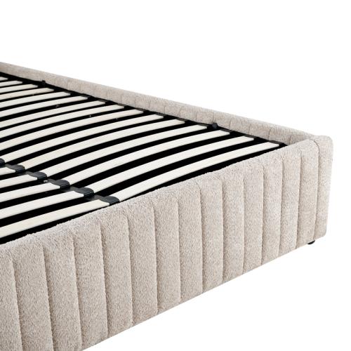 Κρεβάτι διπλό Zilin pakoworld ύφασμα μπουκλε μπεζ με αποθηκευτικό χώρο 160x200εκ