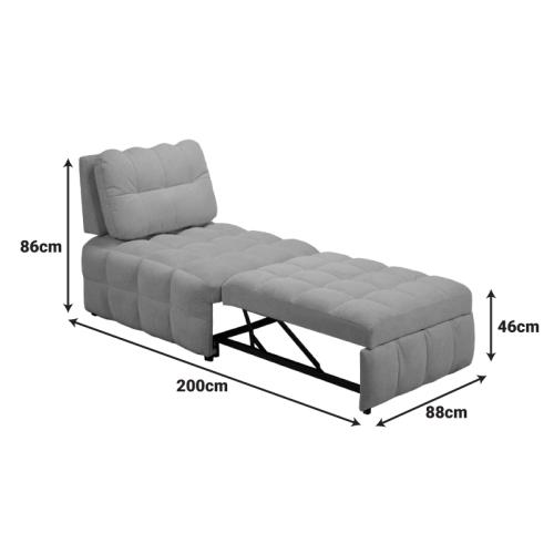 Πολυθρόνα-κρεβάτι Jelica pakoworld γκρι-μπεζ ύφασμα 88x110x86εκ