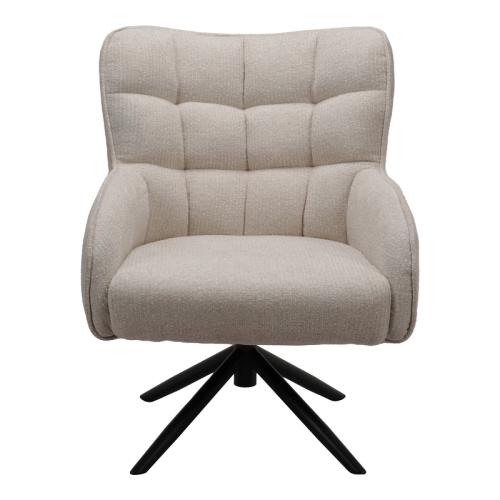 Πολυθρόνα Fremilia pakoworld περιστρεφόμενη γκρι-μπεζ ύφασμα με μαύρη μεταλλική βάση 75x80x94εκ