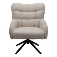 Πολυθρόνα Fremilia pakoworld περιστρεφόμενη γκρι-μπεζ ύφασμα με μαύρη μεταλλική βάση 75x80x94εκ