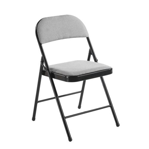 BRENDA Καρέκλα Πτυσσόμενη, Μέταλλο Βαφή Μαύρο, Ύφασμα Γκρι