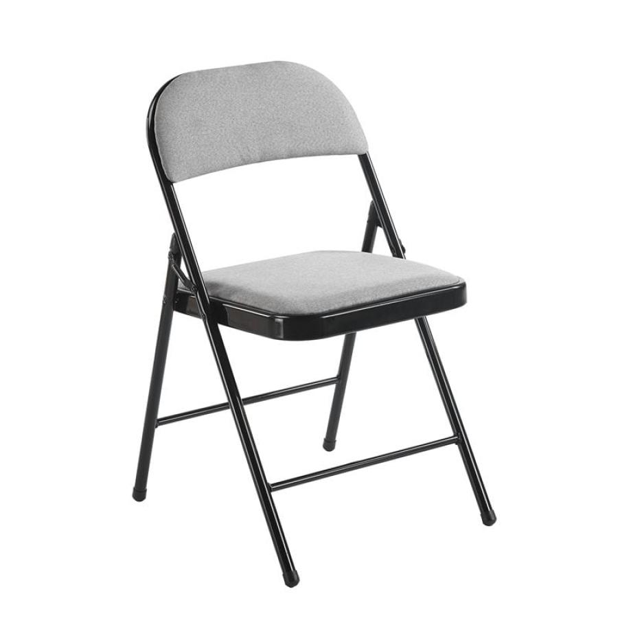 BRENDA Καρέκλα Πτυσσόμενη, Μέταλλο Βαφή Μαύρο, Ύφασμα Γκρι