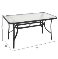 ΤΡΑΠΕΖΙ BRUNO HM5106.03 ΜΑΥΡΟ ΜΕΤΑΛΛΙΚΟ ΜΕ ΓΥΑΛΙΝΗ ΕΠΙΦΑΝΕΙΑ 140Χ80Χ72Υεκ