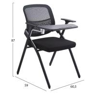 ΚΑΡΕΚΛΑ ΣΥΝΕΔΡΙΟΥ ΠΤΥΣΣΟΜΕΝΗ ΜΕ ΑΝΑΛΟΓΙΟ DENO HM1209.01 MESH ΥΦΑΣΜΑ ΜΑΥΡΟ 65x63x82Υεκ.