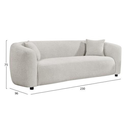 ΚΑΝΑΠΕΣ 3-ΘΕΣΙΟΣ NORD HM3321.02 ΑΝΟΙΧΤΟ ΜΠΕΖ ΥΦΑΣΜΑ 230x96x75Υεκ.