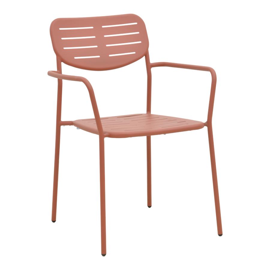 Πολυθρόνα Deraby pakoworld στοιβαζόμενη terracotta μέταλλο 56x45.5x83εκ