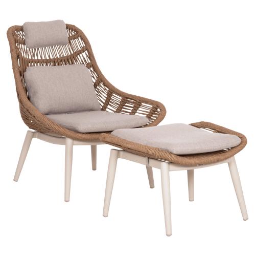 ΠΟΛΥΘΡΟΝΑ LOUNGE ΜΕ ΥΠΟΠΟΔΙΟ REMVAZZO HM6561.02 ΑΛΟΥΜΙΝΙΟ ΜΠΕΖ--WICKER 90x85x96Υεκ