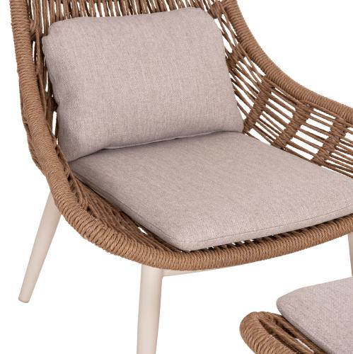 ΠΟΛΥΘΡΟΝΑ LOUNGE ΜΕ ΥΠΟΠΟΔΙΟ REMVAZZO HM6561.02 ΑΛΟΥΜΙΝΙΟ ΜΠΕΖ--WICKER 90x85x96Υεκ