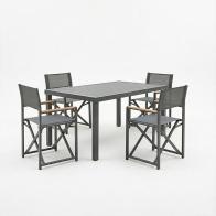 Τραπεζαρία Mabu-Klinton σετ 5τεμ pakoworld αλουμίνιο και ύφασμα σε ανθρακί απόχρωση 150x80x74εκ