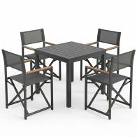 Τραπεζαρία Kliton-Mabu σετ 5τεμ pakoworld αλουμίνιο σε ανθρακί απόχρωση 80x80x74εκ