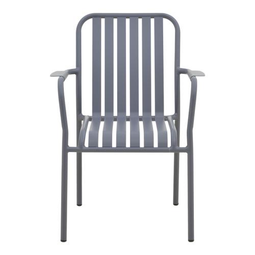 Πολυθρόνα Vista pakoworld στοιβαζόμενη αλουμίνιο σε ανθρακί απόχρωση 62x60x84εκ