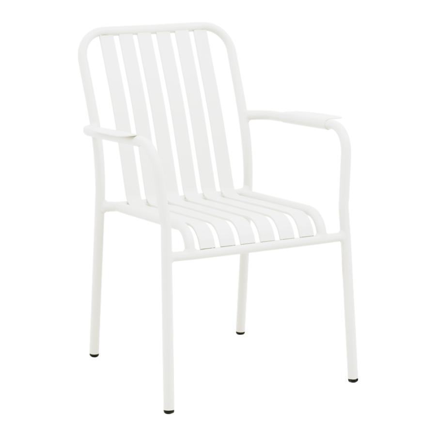 Πολυθρόνα Vista pakoworld στοιβαζόμενη αλουμίνιο σε λευκή απόχρωση 62x60x84εκ