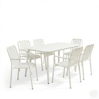 Τραπεζαρία Heven Vista pakoworld σετ 7τεμ λευκό αλουμίνιο 150x80x72εκ