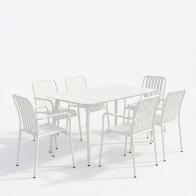 Τραπεζαρία Heven Vista pakoworld σετ 7τεμ λευκό αλουμίνιο 120x70x72εκ