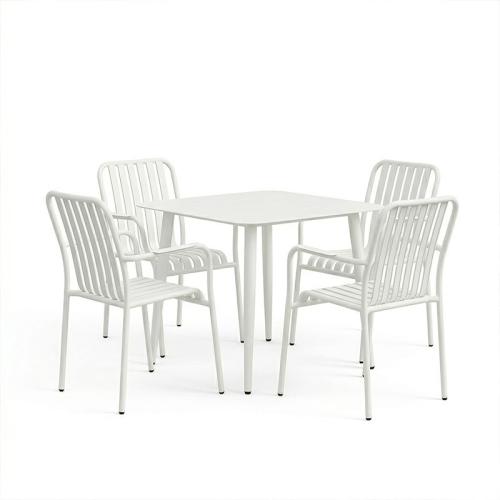 Τραπεζαρία Heven Vista pakoworld σετ 5τεμ λευκό αλουμίνιο 80x80x72εκ