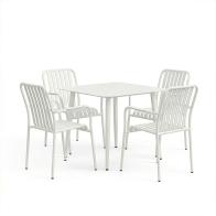 Τραπεζαρία Heven Vista pakoworld σετ 5τεμ λευκό αλουμίνιο 80x80x72εκ